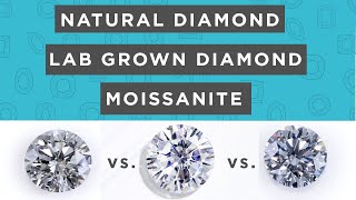 Moissanite v Natural Diamond v Lab Grown Diamond Comparing the difference in 2020 [upl. by Ytirahc]