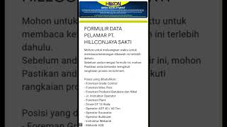 LOKER PT HILLCONJAYA SAKTI 2022 lokertambang lokerhariini lokerharian tambang loker2022 [upl. by Nairret]