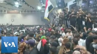 Iraqi Protesters Breach Parliament Building in Baghdad [upl. by Dowell430]