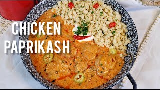 How to make Chicken Paprikash Tejfölös csirkepaprikás nokedlivel stew hungarian recipe [upl. by Nilekcaj]