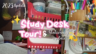 2023  STUDY DESK TOUR 📚 amp STATIONARY UPDATE 💫 [upl. by Admama105]