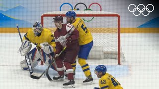 Mens Ice Hockey Beijing 2022  Sweden v Latvia highlights [upl. by Leonore]