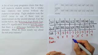 Performing a Wilcoxon SignedRanks Test in Nonparametric Statistics Problem 2 [upl. by Bresee]