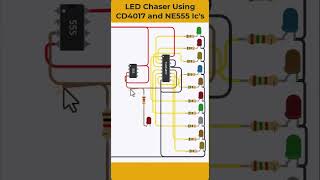 LED Chaser Using CD4017 and NE555 ICs led shorts simulation [upl. by Dearman]