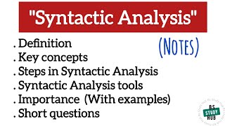 Linguistics Syntactic Analysis Notes ENG206 semesterfour punjabuniversity [upl. by Mallen]