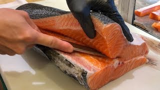 Salmon Cutting Skills 鮭魚切割技能  How to Cut a Salmon for Sashimi [upl. by Epoillac]