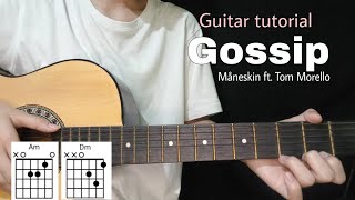 GOSSIP  Måneskin ft Tom Morello Guitar tutorial  with lyrics [upl. by Naujyt417]