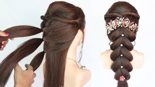 simple hairstyle for wedding function  hairstyle for girls  trendy hairstyle for long hair [upl. by Flanagan]