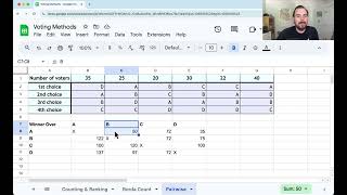 Pairwise Comparison Copelands Method in Google Sheets [upl. by Nynahs]