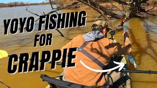 YOYO FISHING FOR CRAPPIE Simple way to catch fish from a kayak CATCH amp COOK [upl. by Gluck]