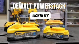 Dewalt Powerstack 5ah vs XR 5ah Battery  Is This Expensive Dewalt Battery Worth It [upl. by Ariaj]