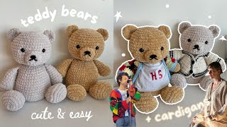 how to crochet a cute bear wearing a cardigan  amigurumi tutorial no magic ring  free pattern [upl. by Usanis88]