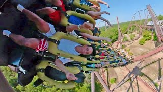 Wildfire horizon leveled front seat onride reverse ridercam HD POV Silver Dollar City [upl. by Alael]