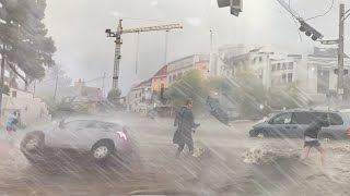 Scary Storm tearing apart Balkans Storm and flooding in Zagreb Croatia [upl. by Atined]