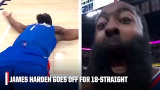 James Harden GETS HYPED after 18points STRAIGHT in the 4th 🔥  NBA on ESPN [upl. by Fu]