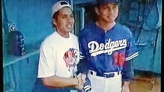 1995MLB LAドジャース野茂英雄 パンチ佐藤ampパンチョ伊東訪問 パンチ大はしゃぎ [upl. by Weyermann]