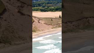 Mt Blady Stunning Aerial Views With Big Waves Rolling In Off Lake Michigan beach dronefootage [upl. by Felicia]