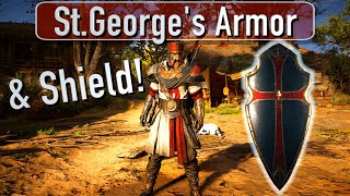 StGeorges ARMOR SET and SHIELD  Howto and Stats  Assassins Creed Valhalla [upl. by Putnem993]