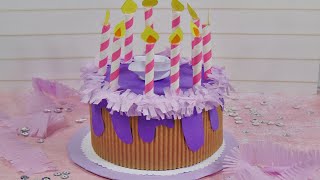 Basteln Geburtstagstorte aus Papier ganz einfach gemacht  Birthday paper craft Cake [upl. by Muffin]