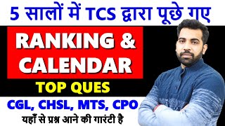 Ranking amp Calendar top questions asked by TCS 2018  2023 in SSC CGL CHSL CPO and MTS with PDF [upl. by Nnaeilsel]