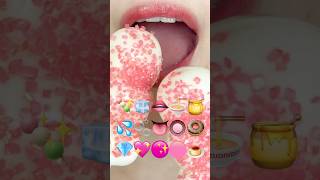 ASMR PINK EMOJI FOOD 분홍색 이모지 먹방 sped up [upl. by Cristian20]