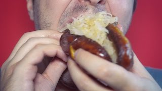 ASMR Eating Dogfish Head Bratwurst 먹방 [upl. by Wilek]