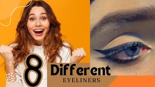 beautiful 8 different shapes of eyeliner eye liner tutorialwinged liner [upl. by Oemac]