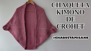 CHAQUETA KIMONO DE CROCHET CON BASE DE GRANNY SQUARE CÁRDIGAN DE CROCHET COCOON TODAS LAS TALLAS [upl. by Delos714]