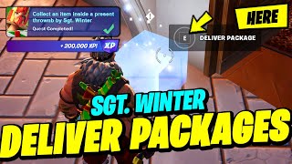 How to EASILY Deliver Packages to their rightful destinations  Fortnite Winterfest Quest SGT WINTER [upl. by Eenafets]