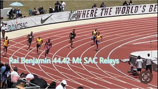 Rai Benjamin destroys the field with a 4442 in men’s international 400m at the 2024 Mt SAC RELAYS [upl. by Kass230]