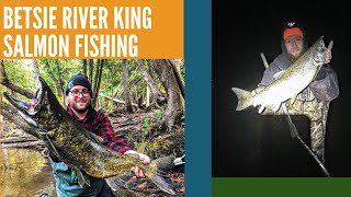 Betsie River Michigan King Salmon Fishing  Salmon Fishing The Homestead Dam Michigan [upl. by Ahsercul]