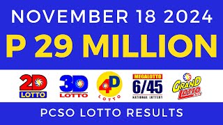 Lotto Result Today 9pm November 18 2024 PCSO [upl. by Jan]