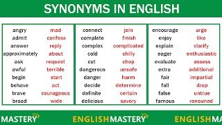 Learn 150 Common Synonyms Words in English to Improve your Vocabulary [upl. by Bandur]