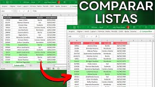 Comparar Listas no Excel  Comparar Colunas com ProcV entre duas planilhas [upl. by Htebazileyram]