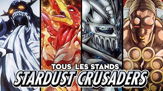 TOUS les STANDS de JOJOS BIZARRE ADVENTURE STARDUST CRUSADERS EXPLIQUÉS [upl. by Llenej]