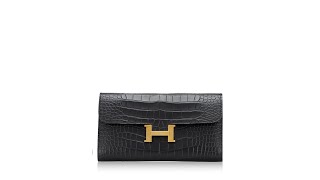 Hermes Matte Alligator Constance Long Wallet Black [upl. by Wilow]