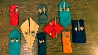 9 Pocket Napkin Folds for Silverware [upl. by Nafri]