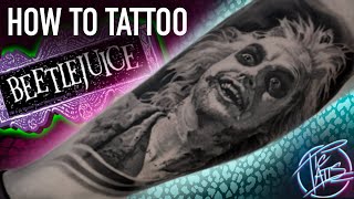 BEETLEJUICE TATTOO  TIMELAPSE  REALTIME  HOW TO TATTOO [upl. by Samanthia626]