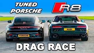 Tuned Porsche v V10 Audi DRAG RACE [upl. by Clie]