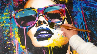 Fused Pop Art and Street Art Painting 🎨 Create a Stylish Acrylic Piece  Glamour In Chaos [upl. by Eilegna947]