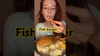 Fish burger mukbang burger fishburger mukbang foodies eatingsounds eating [upl. by Tristram]