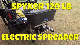 Spreader for a Large Lawn  Spyker 120 lb Pro Series Electric Spreader [upl. by Kilian]