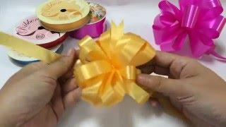 HOW TO MAKE AN EASY GIFT RIBBON BOW STEP BY STEP POMPOM POM POM PON MUST WATCH [upl. by Lambard203]