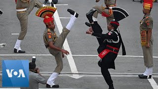 Guards at IndiaPakistan Border Perform Independence Day Ceremony [upl. by Basir391]