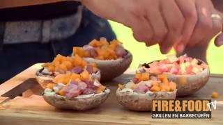 Portobellos gevuld met pompoen en spek FireampFood TV [upl. by Ileane]