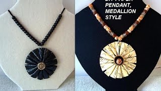 DIY PAPER JEWELRY paper beads MEDALLION GIFT WRAP PAPER PENDANT [upl. by Elin]