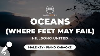 Oceans Where Feet May Fail  Hillsong UNITED Male Key  Piano Karaoke [upl. by Danya]