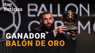 BALÓN DE ORO 2022 BENZEMA recibe con 34 su primer GALARDÓN como MEJOR FUTBOLISTA del MUNDO  RTVE [upl. by Yelkcub]