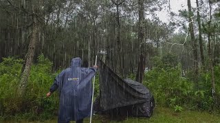 AMAZING CAMPING IN HEAVY RAIN AND THUNDER  MOST RELAXING SOLO CAMPING IN HEAVY RAIN [upl. by Herm]