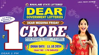 Nagaland State Lottery Live 11102024 at 1PM  Dear Lottery  Live Winning Numbers [upl. by Ahsemrak]